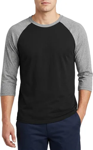 Vista 26 de Camiseta de béisbol raglán para hombre, de algodón, dos tonos, casual, atlética