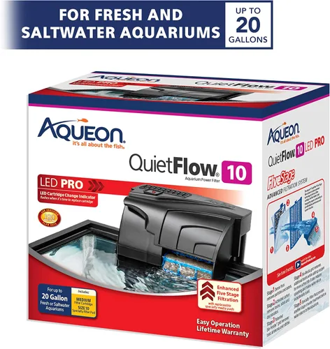 Vista 2 de Aqueon QuietFlow 10 LED PRO Filtro de Potencia para Acuario de Tanque de Peces Para Hasta 20 Galones de Acuarios