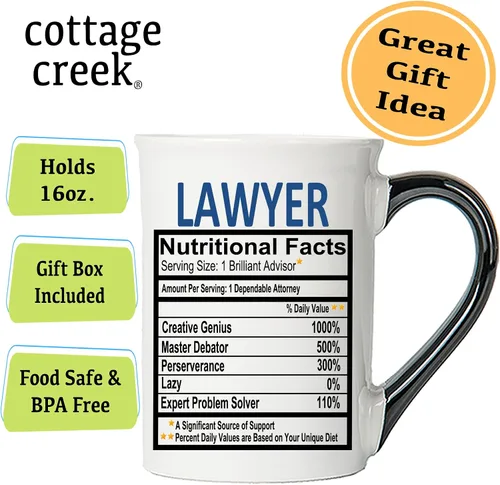 Vista 3 de Cottage Creek Taza de cerámica para abogado, taza de café de 16 onzas para mesa auxiliar, regalos para mamá, papá, marido, novio, regalos