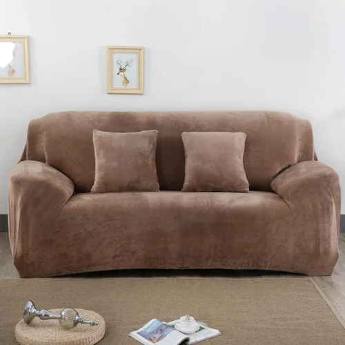 Vista 18 de vctops Funda elástica para sofá de 4 plazas de terciopelo de felpa, 1 pieza, con parte inferior elástica, protector de muebles suave y esponjoso