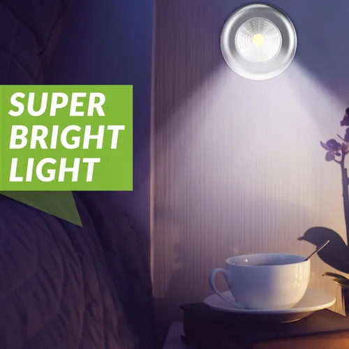 Vista 5 de Macarrie Paquete de 24 luces de disco con toque de presión, mini luz nocturna LED inalámbrica táctil de 2.68 pulgadas, 60 lúmenes, funciona