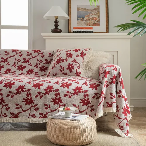 Vista 17 de vctops Fundas de sofá jacquard vintage para sofá seccional patrón de pájaros funda de sofá con flecos para perros fundas de sofá de dos plazas funda