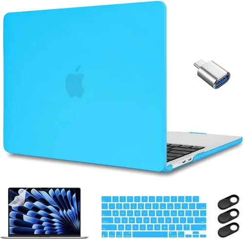 Vista 21 de CISSOOK Funda rosa bebé para MacBook Air de 15 pulgadas lanzamiento 2023 2024 2025, cubierta rígida de plástico rosa tiza con cubierta de teclado