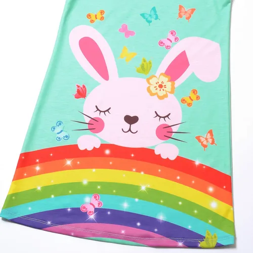 Vista 5 de Paquete de 2 pijamas de sirena con manga volada para niñas, ropa de dormir de algodón
