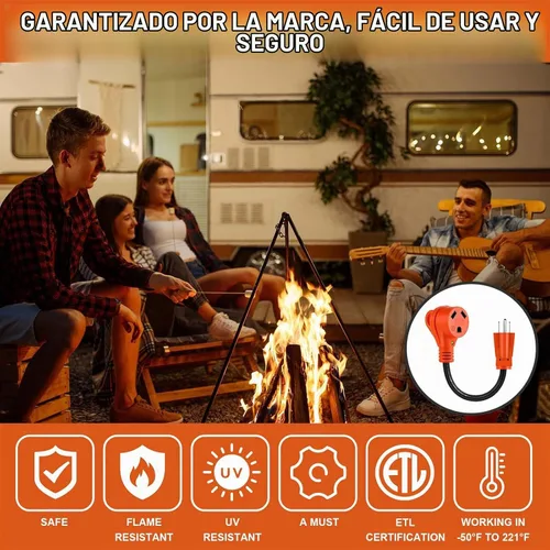 Vista 6 de Cable adaptador RV de 30 amperios a 110 voltios, Dogbone NEMA 5-15P a TT-30R