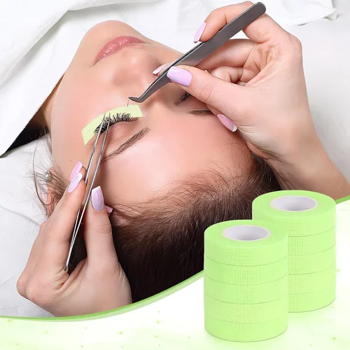 Vista 5 de UPINS 24 rollos de cinta de pestañas, cinta de tela microporosa transpirable para suministros de extensión de pestañas (verde)