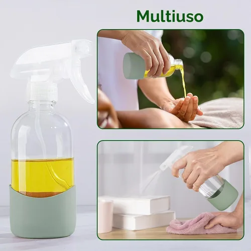 Vista 7 de HOMBYS Botellas vacías de vidrio transparente de 8 onzas con protección de funda de silicona, recipientes recargables para soluciones de limpieza