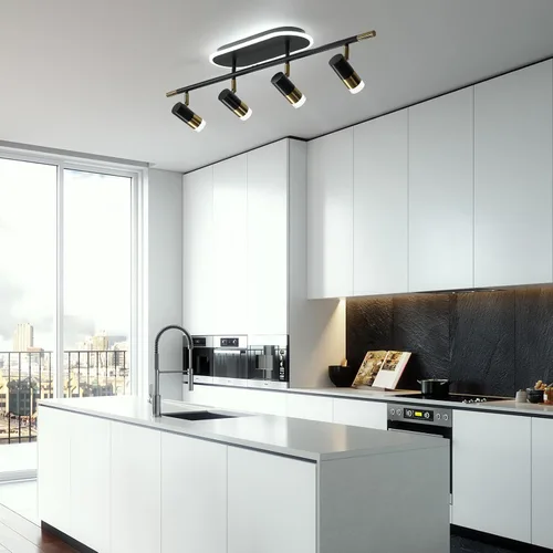 Vista 8 de Jaycomey Lámpara LED de 4 luces con control remoto, focos de luz de techo regulables de 41 W, ajustable de 3000 K-6500 K, moderna lámpara de techo
