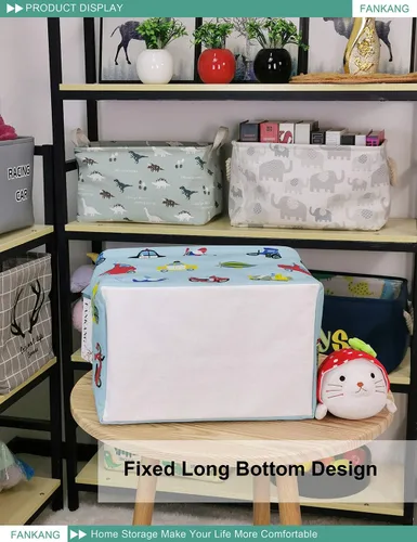 Vista 8 de Canasta plegable de almacenamiento para guardería, con revestimiento de polietileno impermeable, de grand tamaño, para niños y niñas, oficina