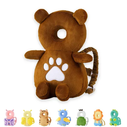 Vista 23 de JunNeng - Mochila protectora de cabeza de bebé para caminar y gatear, pingüino blanco Protector de cabeza suave, transpirable, ajustable