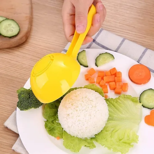 Vista 5 de Molde de sushi de paleta de arroz amarillo de 2 piezas, antiadherente para hacer sushi para el hogar y el restaurante