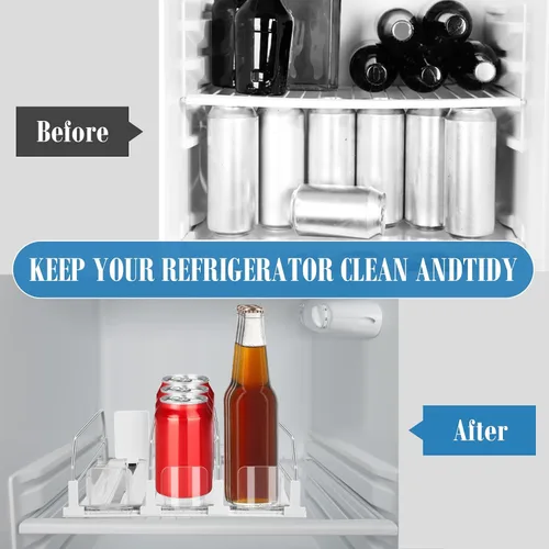 Vista 6 de hanmir Organizador de bebidas para refrigerador, dispensador de latas de soda de ancho ajustable para organizadores y almacenamiento