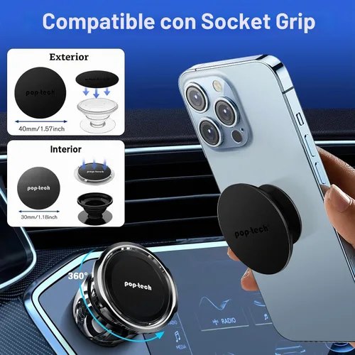 Vista 5 de pop-tech Soporte magnético adhesivo para Mercedes-Benz GLC C E CLS-Class