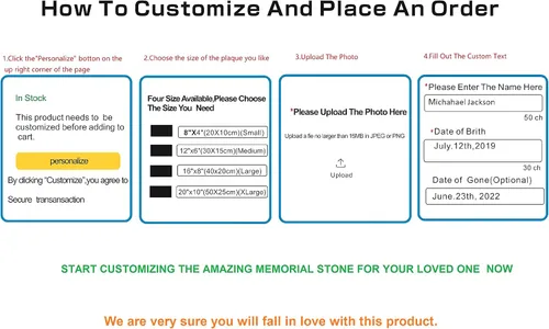 Vista 7 de lápida, lápidas para tumbas, placa conmemorativa personalizada, marcadores de tumba para cementerio, piedra conmemorativa para un ser querido