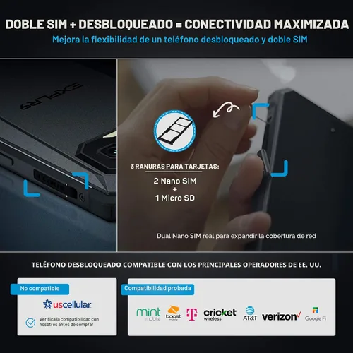 Vista 5 de TESLA EXPLR 9 128GB Smartphone Teléfono resistente Teléfono celular Android DualSIM y MicroSD expandible Batería de 8300 mAh Resistente a