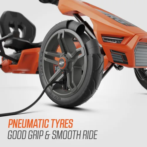 Vista 7 de BERG Pedal Kart Rally NRG Naranja Vehículo para niños, kart de pedal con asiento ajustable, con rueda libre, juguetes para niños adecuados