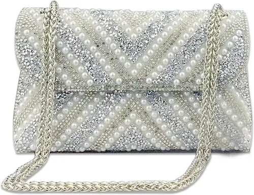 Vista 10 de Bolsos de mano con diamantes de imitación para mujer, bolsos de hombro con cadena, bolsas de noche brillantes para cóctel, graduación, fiesta, boda