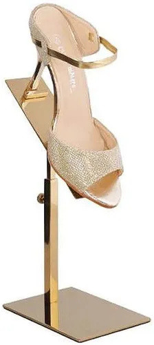 Vista 2 de 1 unids Moderno Oro Pulido Zapato Riser Sandalia Zapatería Tienda de zapatos de metal Soporte de exhibición Soporte de estante Altura ajustable