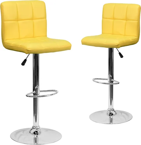 Vista 13 de Flash Furniture Kathleen - Taburete de bar contemporáneo de vinilo acolchado negro con altura ajustable con base cromada