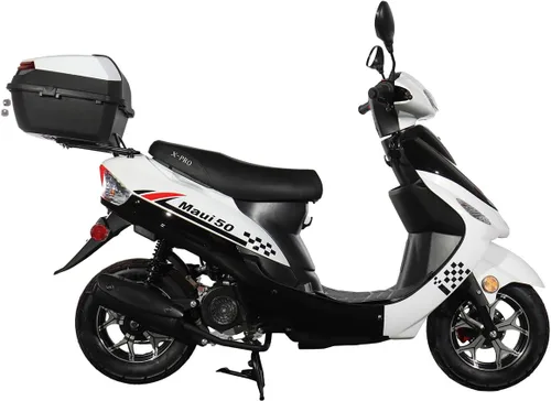 Vista 8 de X-PRO Ciclomotor de gasolina 50 con ruedas de aluminio de 10 pulgadas, maletero trasero, arranque eléctrico/Kick Start! (negro)