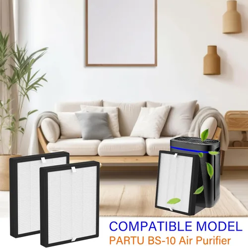 Vista 2 de Paquete de 2 filtros de repuesto BS-10 para purificador de aire PARTU BS-10, 3 en 1, H13 True HEPA con carbón activado de eficiencia y prefiltro