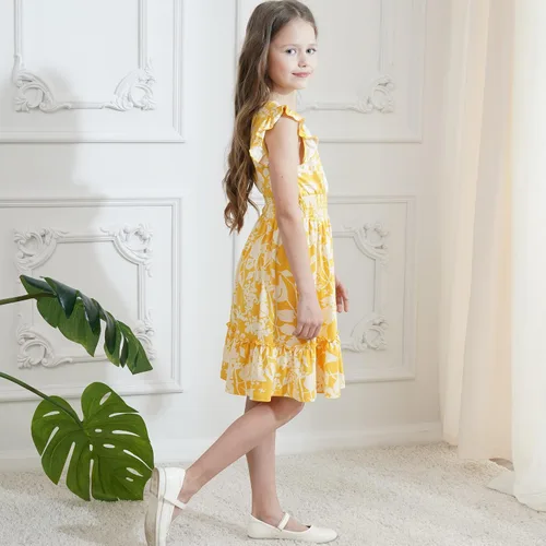 Vista 5 de Sosomi Girls' Ruffle Boho Dresses Summer Kawaii Floral Dresses Teens Cute Clothes Fashion for Girls Size 5-10Y