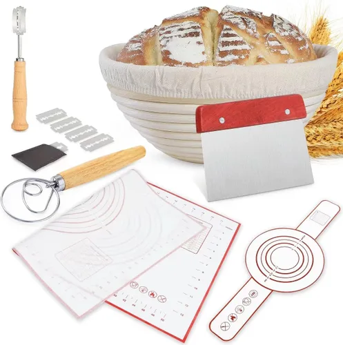 Vista 10 de Wwyybfk Banneton - Cesta para hornear pan, suministros para hornear pan de masa madre de 9 pulgadas