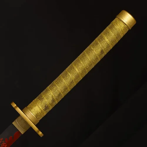 Vista 5 de Sword fort - Katana de acero al carbono de metal real, espada Katana de RengokuTanjiroInosuke de anime Demon Slayer, alrededor de 41 pulgadas