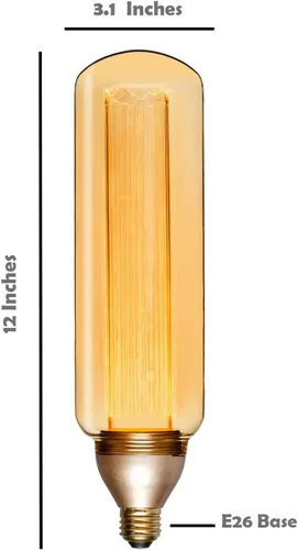 Vista 5 de Next Glow Bombilla LED decorativa E26 de base media, pilar interior acrílico de filamento virtual de 8 W, 2000 K, no regulable, brillo estilo ámbar