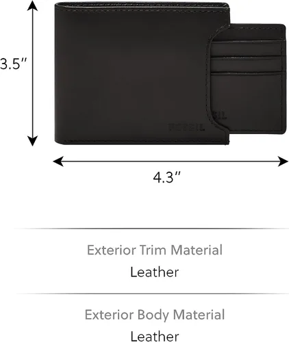 Vista 9 de Fossil Cartera de cuero plegable deslizante 2 en 1 con funda extraíble para tarjetas para hombres