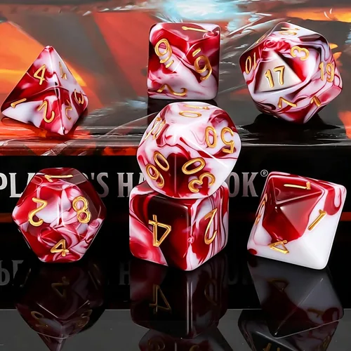 Vista 4 de QMAY - Juego de dados para DND, 7 dados poliédricos con bolsa de dados para juegos de mesa D&D
