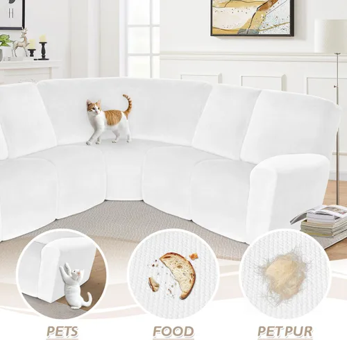 Vista 488 de Arfntevss Fundas de sofá seccional reclinable de terciopelo, Funda de sofá seccional de esquina para sofá reclinable, Funda elástica suave