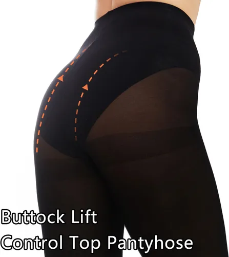 Vista 4 de Medias negras semiopacas para mujer, mallas transparentes de invierno de microfibra 40D para control superior