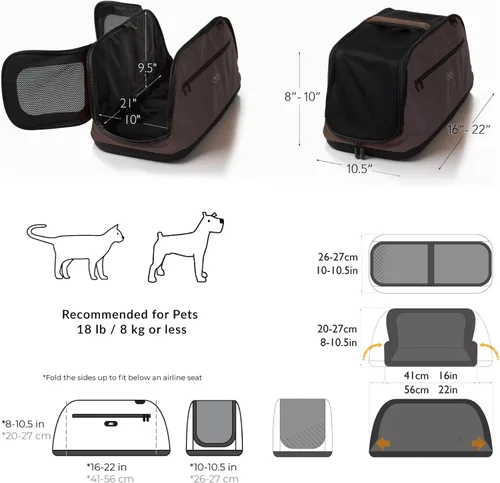 Vista 9 de Sleepypod Portador de mascotas para cabina de avión, talla única , Chocolate scuro Chocolate oscuro