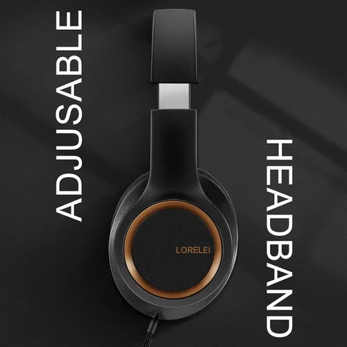 Vista 2 de LORELEI X8 - Auriculares de diadema con cable y micrófono con 1.45m de línea de nylon sin enredos y conector de 3.5mm, auriculares ligeros