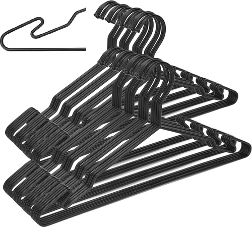 Vista 12 de Perchas de metal cromado, perchas de ropa resistentes con ranuras antideslizantes, perchas delgadas que ahorran espacio, paquete de 10