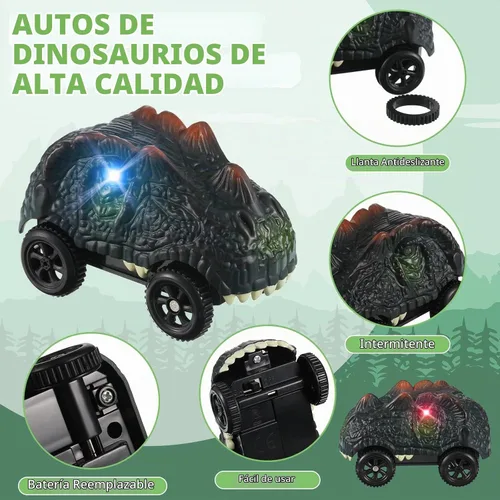 Vista 6 de Skylety 6 Pack Dino Race Cars LED Compatible with Most Tracks,Dinosaur