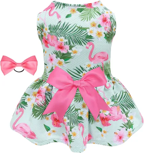 Vista 23 de CuteBone Vestido de malla para perro, vestido de Halloween para cachorros, traje de verano para mascotas, moda de verano para perros pequeños, ropa