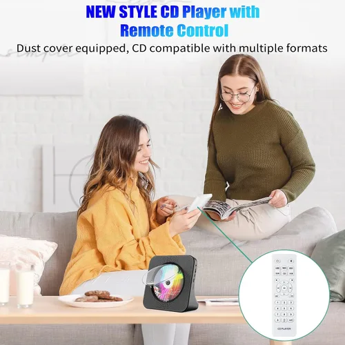 Vista 2 de Gueray Reproductor de CD portátil, reproductor de CD Kpop Bluetooth para escritorio con altavoz de sonido de alta fidelidad, radio FM, reproductor