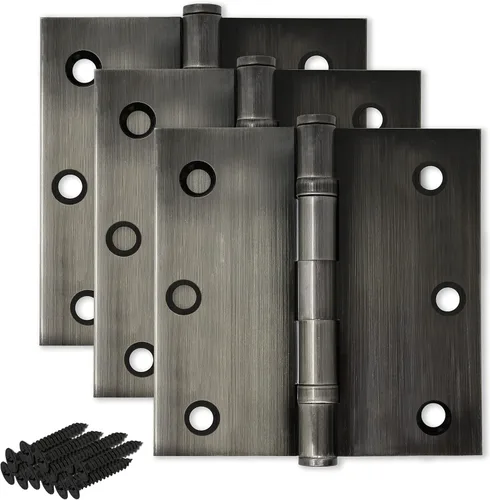 Vista 21 de Solid Brass Door Hinge Heavy Duty Ball Bearing 3.5 x 3.5 Inch - Set of 2 Hinges (Antique Brass)