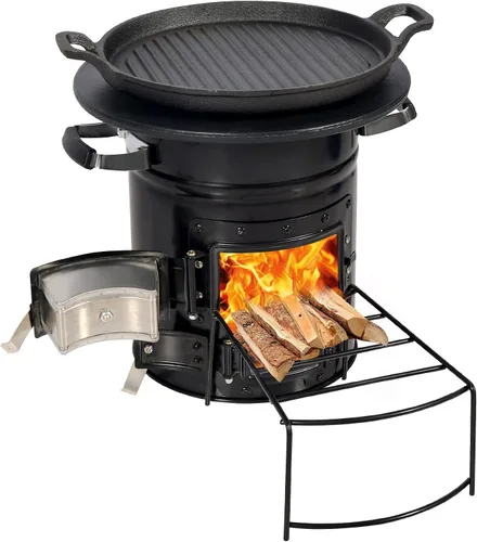 Vista 11 de Estufa de camping Lineslife Rocket de leña portátil para cocinar, estufa de madera para acampar al aire libre con bolsa de transporte