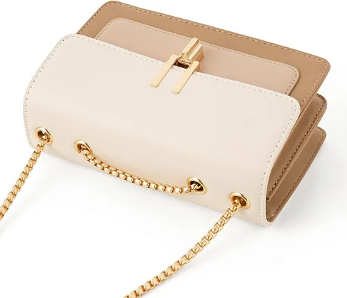 Vista 3 de Bolsos cruzados de cuero con bloques de color para mujer, bolsos cruzados de cuero, bolsos de diseñador lindos, bolso de hombro, tamaño mediano