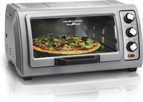 Vista 7 de Horno tostador de convección Hamilton Beach de 6 rebanadas con puerta enrollable de fácil acceso, funciones de horneado, asado y tostado, apagado