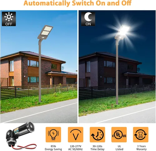 Vista 5 de Paquete de 2 sensores de anochecer a amanecer para iluminación exterior, interruptor fotoeléctrico de 120-277V, sensor de luz de fotocélula cableado