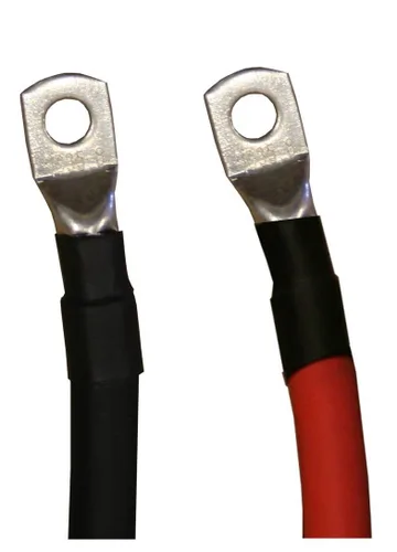 Vista 2 de Cables inversores de batería de cobre puro rojo + negro calibre 6 AWG, solares, RV, automóvil, barco de 12 pulgadas 3/8 + terminales de 5/16 pulgadas