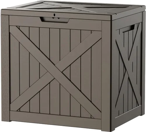 Vista 14 de EasyUp - Caja de almacenamiento para exteriores de 50 galones, impermeable, con cerradura 2-Gris