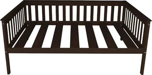Vista 15 de Sofá cama de madera negra estilo misión de tamaño individual hecho en Amish Negro (Black Paint)