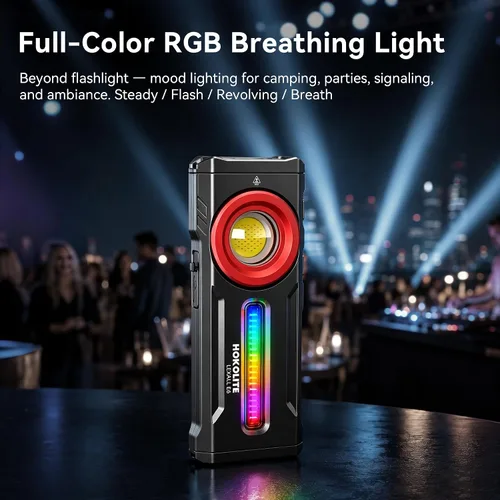 Vista 6 de lexall Linterna, linterna EDC recargable, linterna LED, linterna plana de 1200 lúmenes con luz RGB, luz de bolsillo para emergencia (1, rojo)