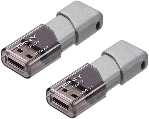 Vista 2 de PNY Unidad flash USB 3.0 Turbo Attaché 3 de 128 GB, color plateado (paquete de 2)