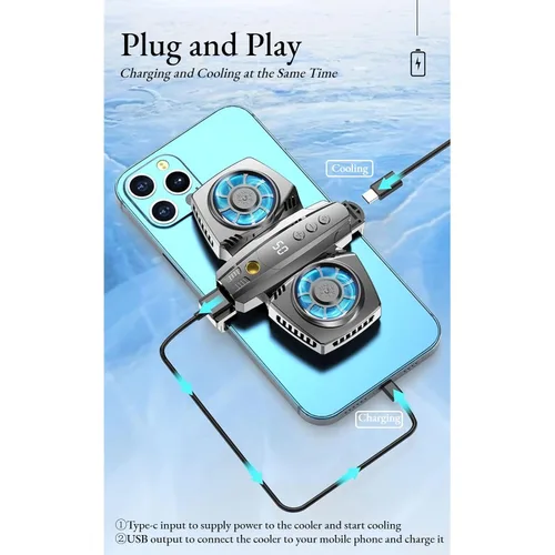 Vista 4 de Dual Core Semiconductor Cooling Fan, Low Noise Mobile Phonefor Games Live Streaming with Powerful Wind Supply